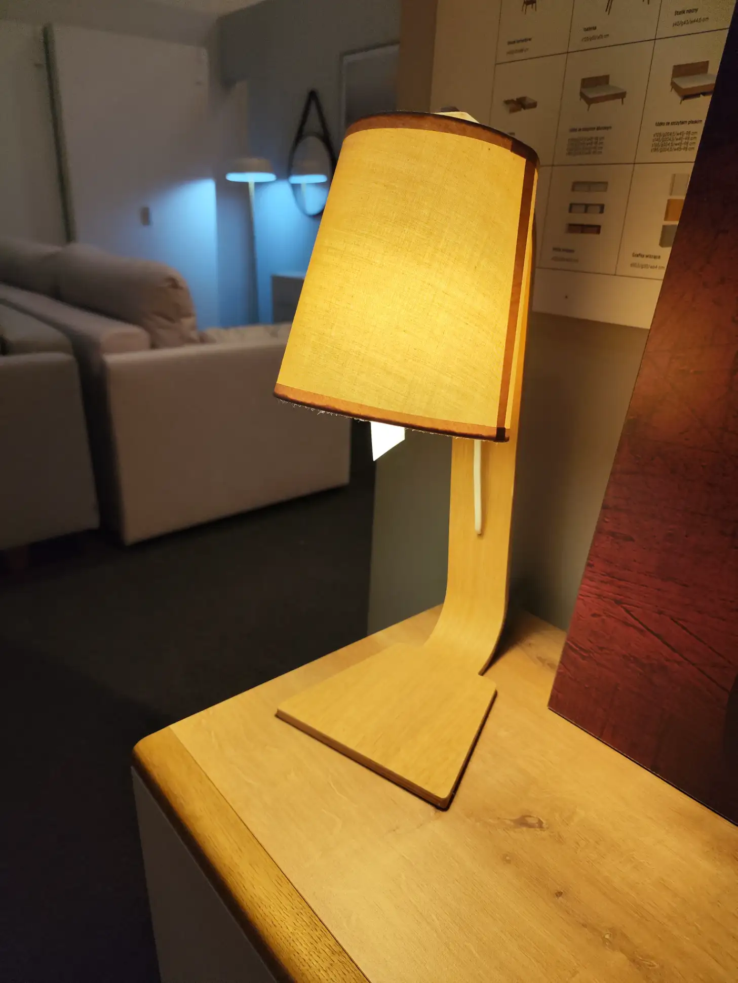 Drewniana Lampa Stołowa LUCIDE NORDIC nocna skandynawska z białym abażurem Drewniana Lampa Stołowa LUCIDE NORDIC nocna skandynawska z białym abażurem