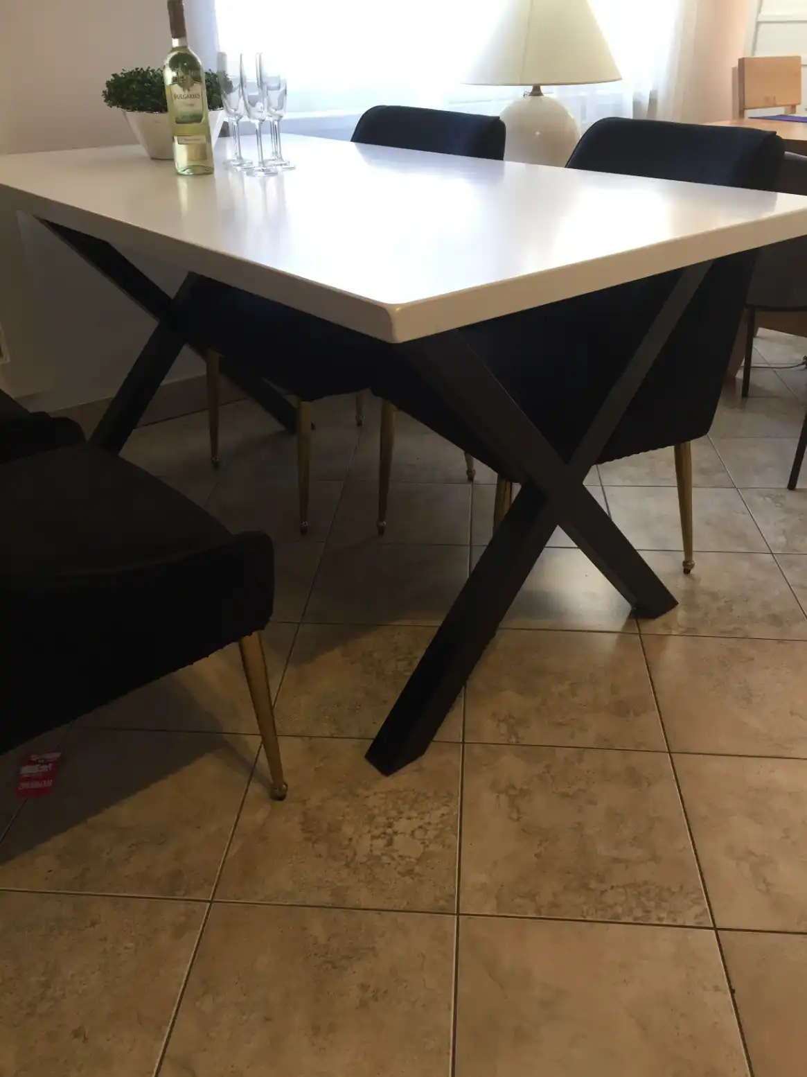 Stół 160x90 blat biały, nogi czarne X